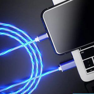 iPhone, Illuminated Charging Cable  BLUE Streamer LED lights